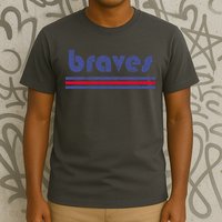 Vintage Braves Retro Three Stripe Weathered T-Shirt