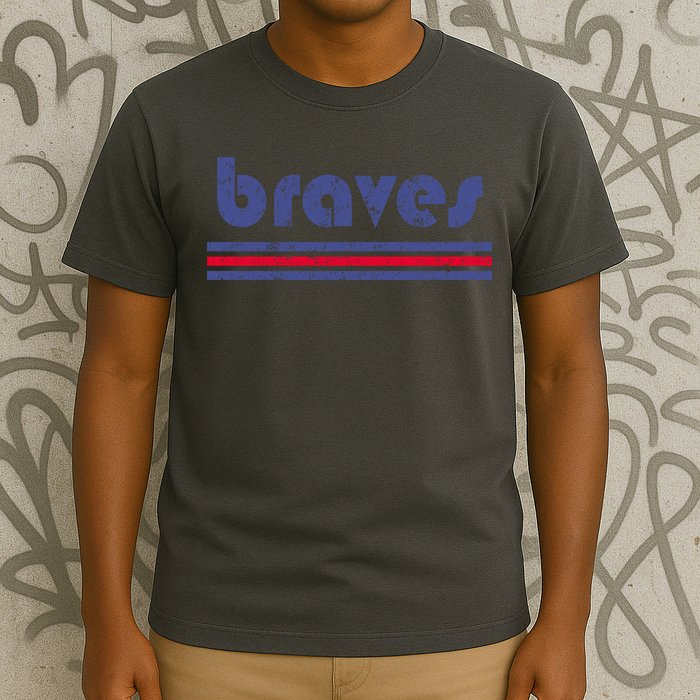Vintage Braves Retro Three Stripe Weathered T-Shirt