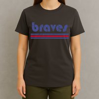 Vintage Braves Retro Three Stripe Weathered T-Shirt