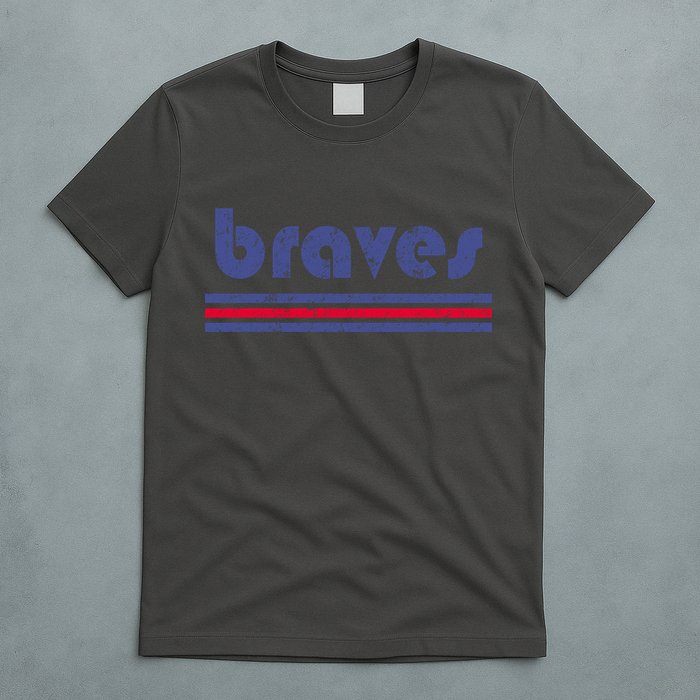 Vintage Braves Retro Three Stripe Weathered T-Shirt