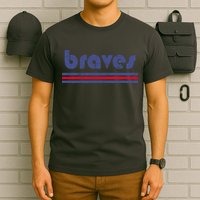 Vintage Braves Retro Three Stripe Weathered T-Shirt