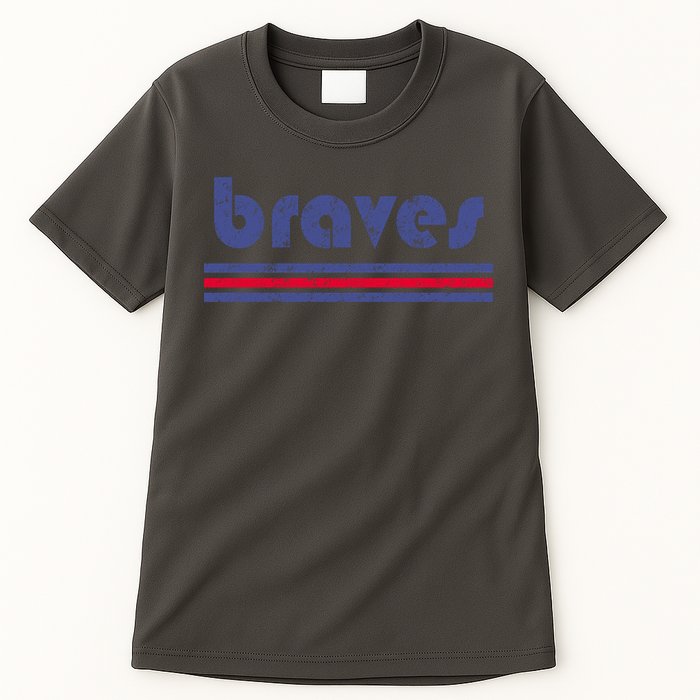 Vintage Braves Retro Three Stripe Weathered Tall T-Shirt