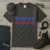 Vintage Braves Retro Three Stripe Weathered Tall T-Shirt