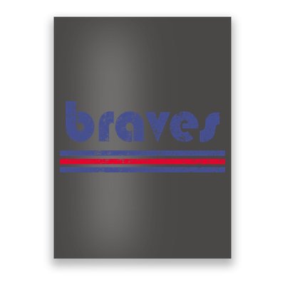 Vintage Braves Retro Three Stripe Weathered Poster