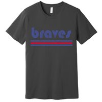 Vintage Braves Retro Three Stripe Weathered Premium T-Shirt