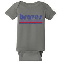 Vintage Braves Retro Three Stripe Weathered Baby Bodysuit