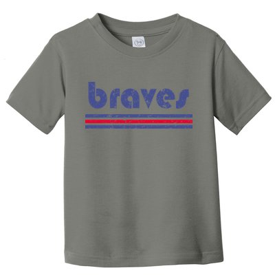 Vintage Braves Retro Three Stripe Weathered Toddler T-Shirt