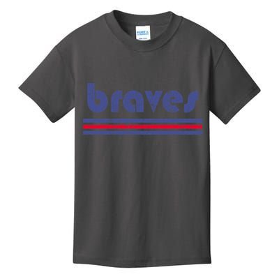 Vintage Braves Retro Three Stripe Weathered Kids T-Shirt