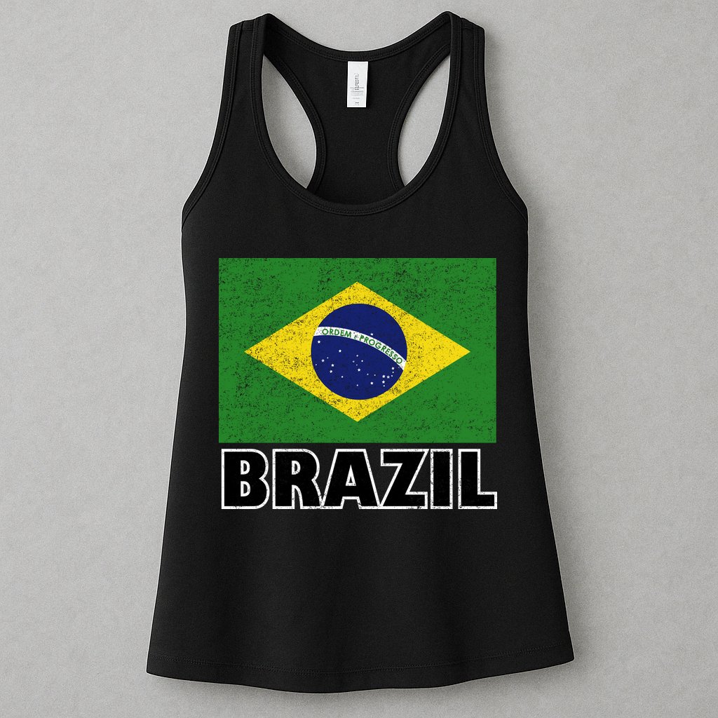 Vintage Brazil Flag Womens Tank Top