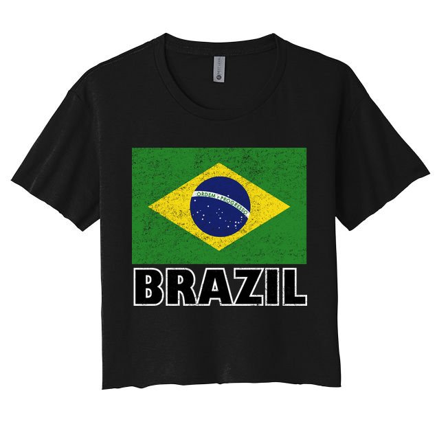 Vintage Brazil Flag Crop Top