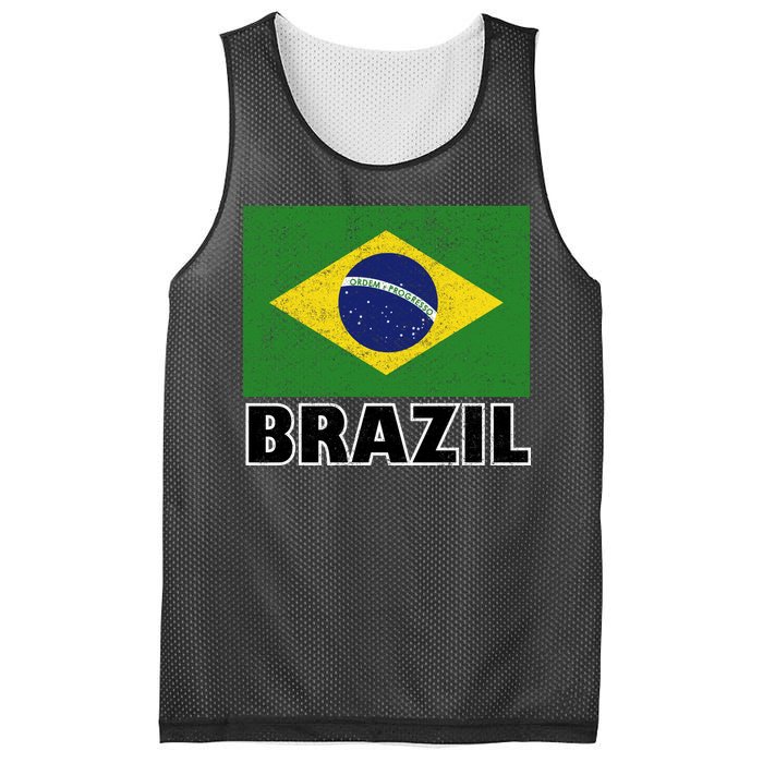 Vintage Brazil Flag Mesh Reversible Basketball Jersey Tank