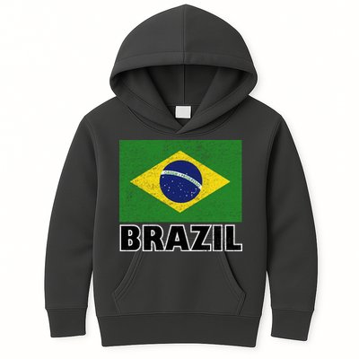 Vintage Brazil Flag Kids Hoodie