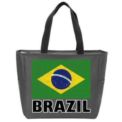 Vintage Brazil Flag Zip Tote Bag
