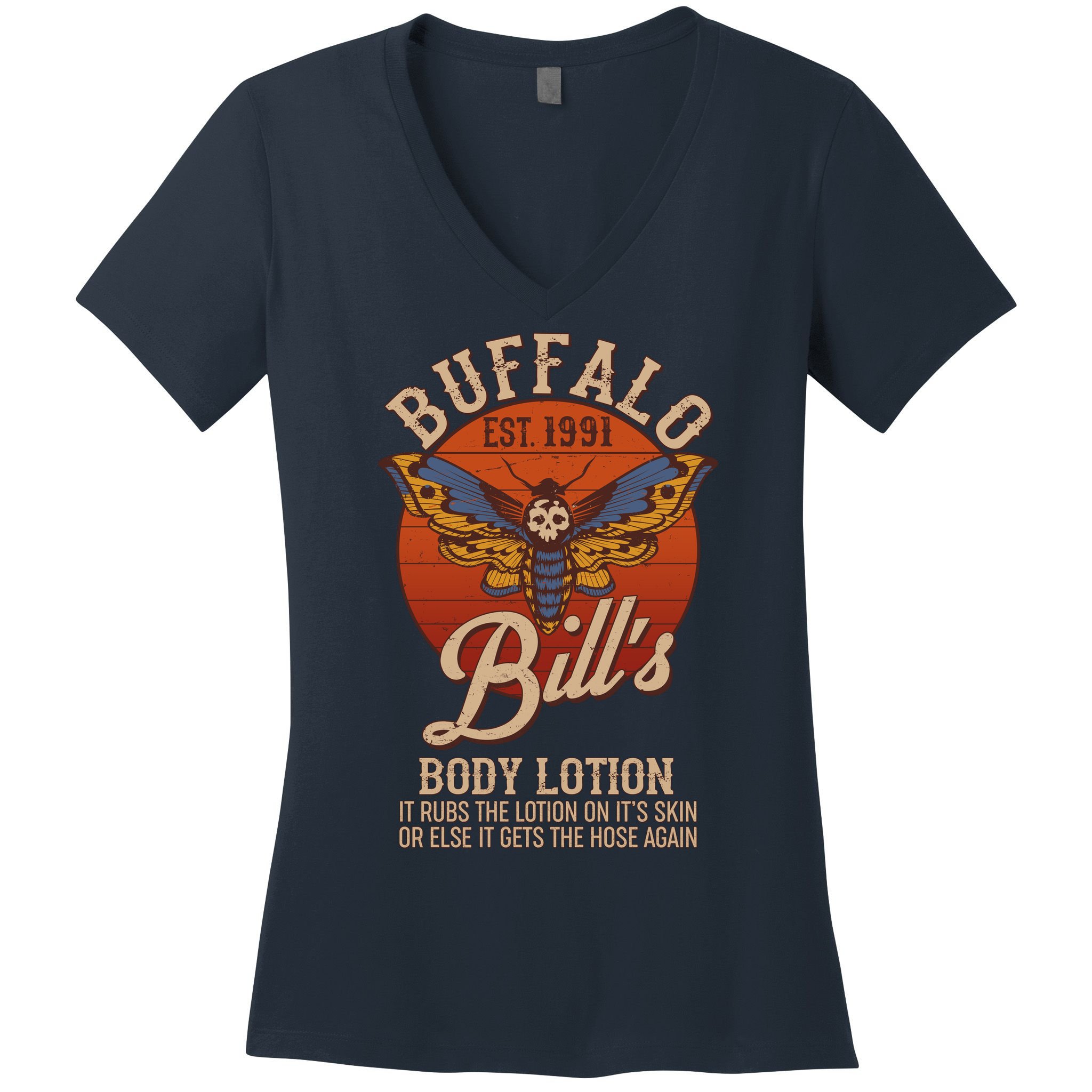 Vintage Buffalo Bill's Body Lotion Est 1991 Silence Of the Lambs Women's V-Neck T-Shirt