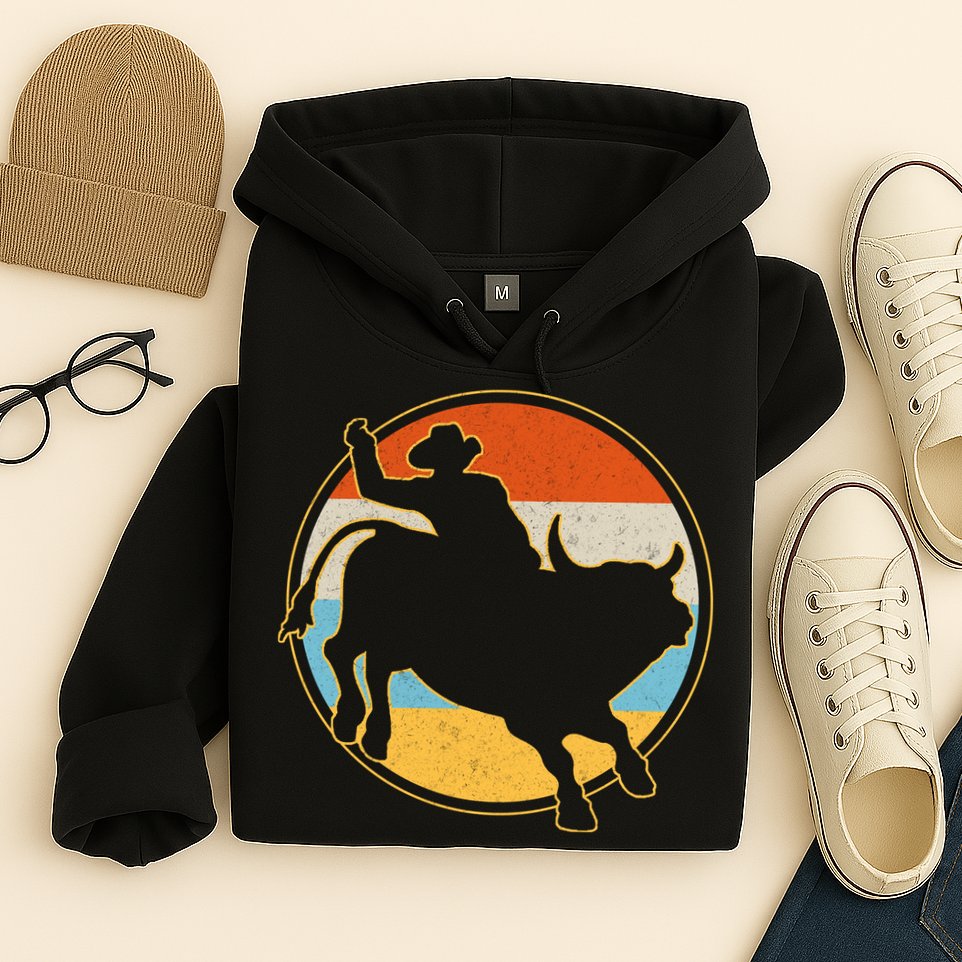 Vintage Bull Riding Rodeo Hoodie