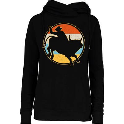 Vintage Bull Riding Rodeo Womens Funnel Neck Pullover Hood