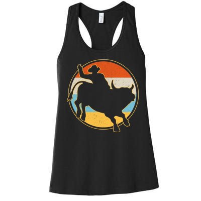 Vintage Bull Riding Rodeo Women's Racerback Tank