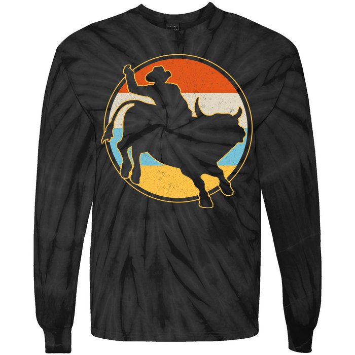 Vintage Bull Riding Rodeo Tie-Dye Long Sleeve Shirt