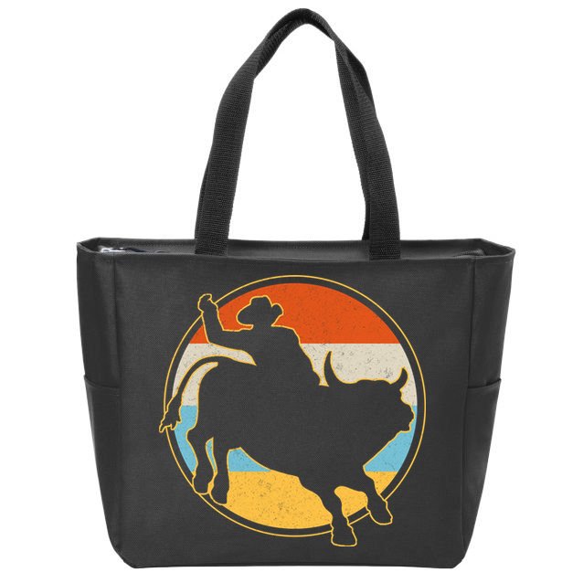 Vintage Bull Riding Rodeo Zip Tote Bag