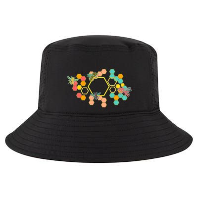 Vintage Bumblebee Hive Pattern Cool Comfort Performance Bucket Hat