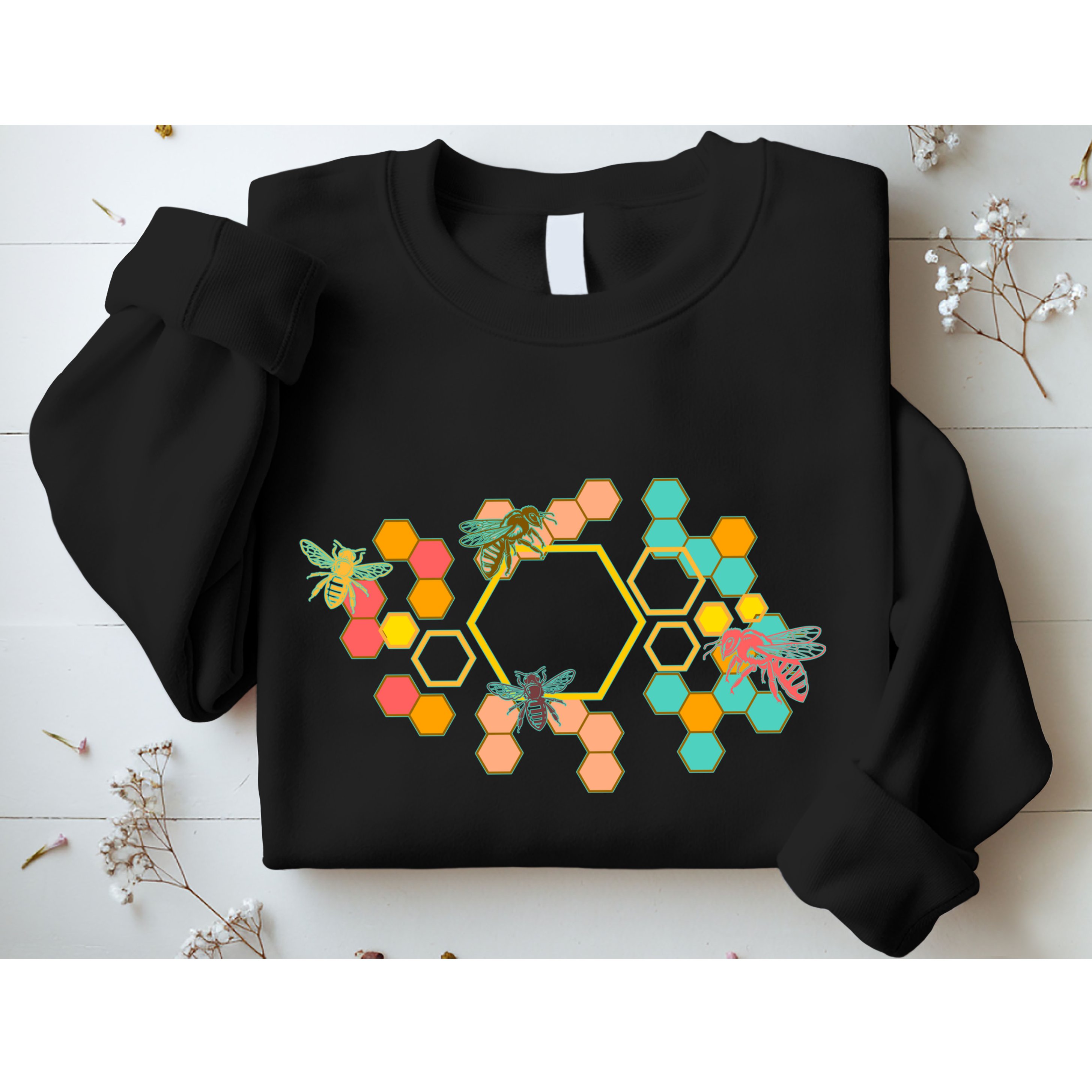 Vintage Bumblebee Hive Pattern Sweatshirt
