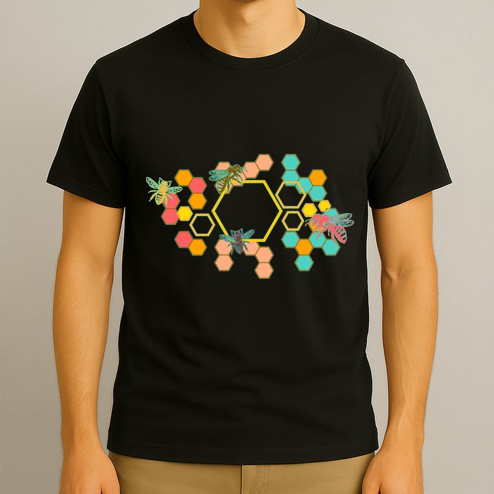 Vintage Bumblebee Hive Pattern T-Shirt