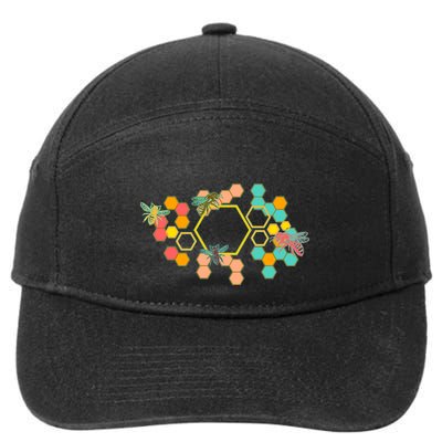 Vintage Bumblebee Hive Pattern 7-Panel Snapback Hat