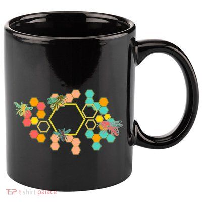 Vintage Bumblebee Hive Pattern 11oz C Handle Ceramic Mug