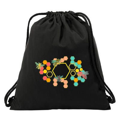 Vintage Bumblebee Hive Pattern Drawstring Bag