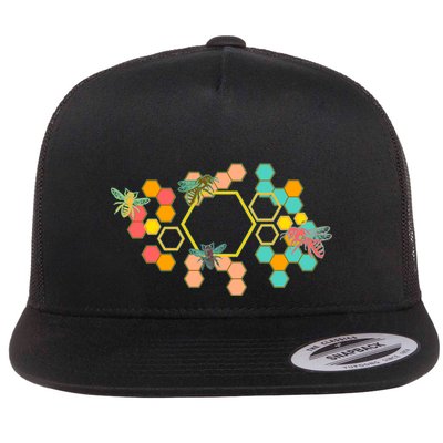Vintage Bumblebee Hive Pattern Flatbill Hat