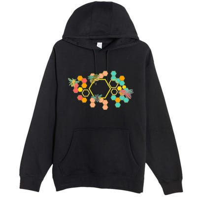 Vintage Bumblebee Hive Pattern Premium Pullover Hoodie