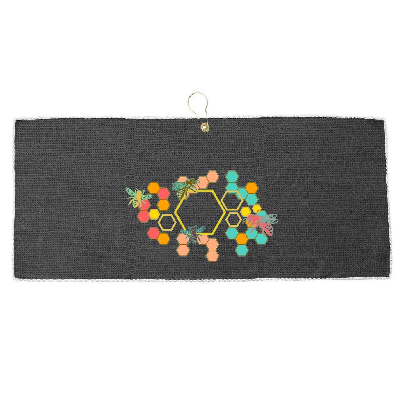 Vintage Bumblebee Hive Pattern Large Microfiber Waffle Golf Towel