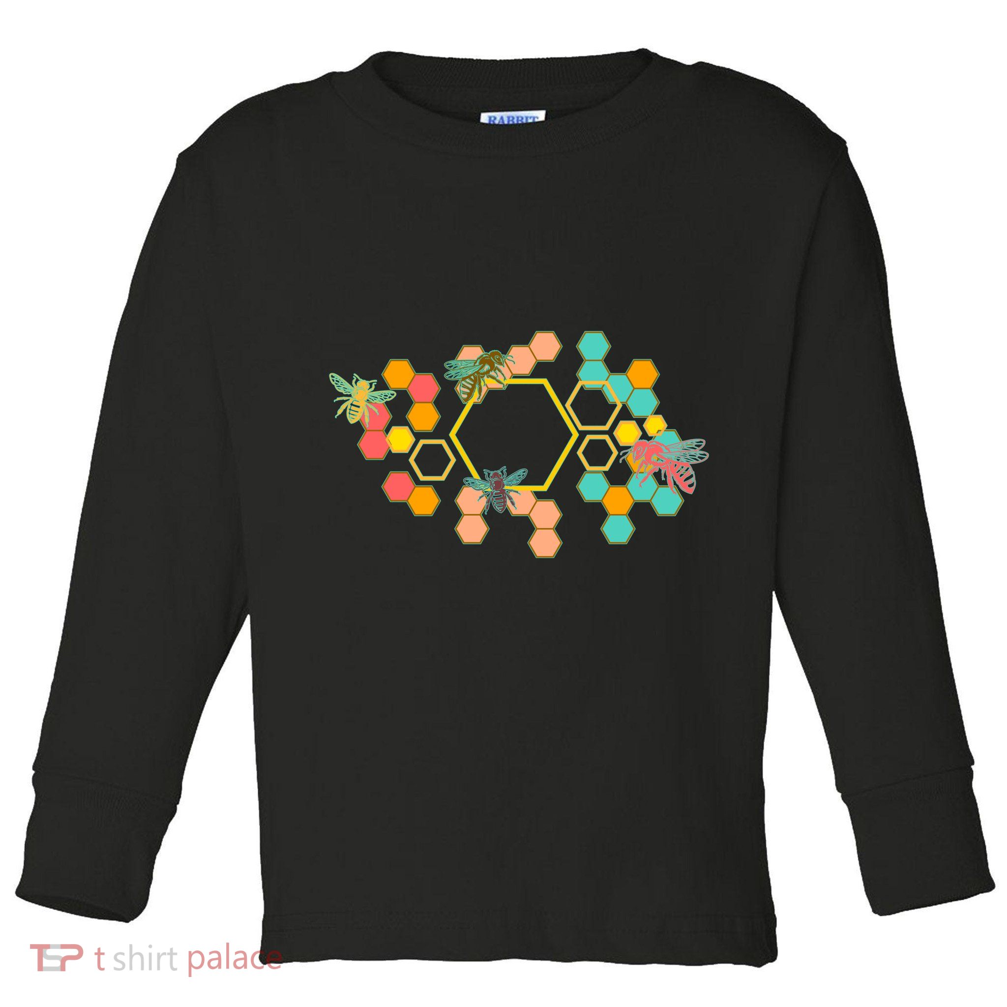 Vintage Bumblebee Hive Pattern Toddler Long Sleeve Shirt