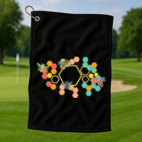 Vintage Bumblebee Hive Pattern Golf Towel
