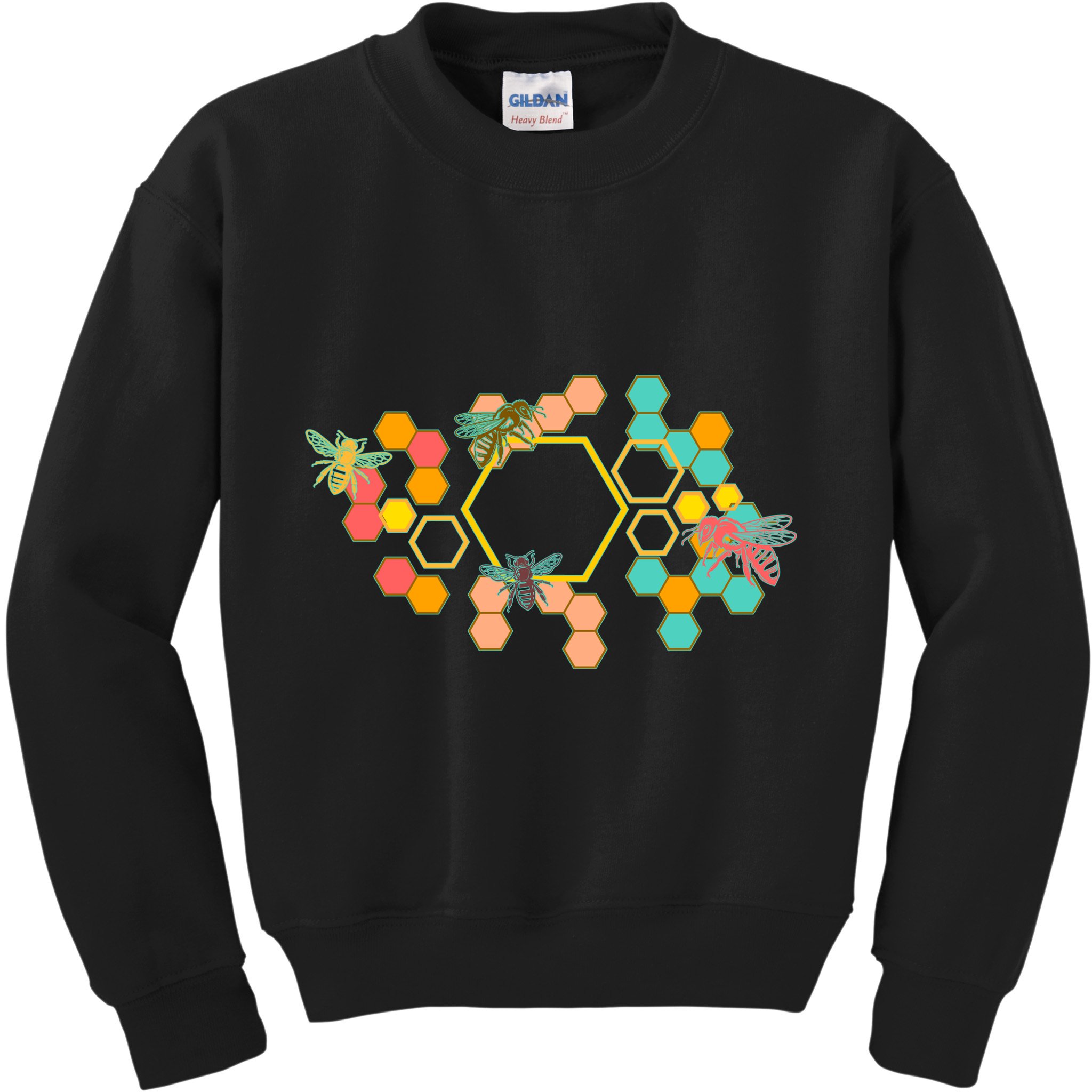 Vintage Bumblebee Hive Pattern Kids Sweatshirt
