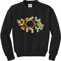 Vintage Bumblebee Hive Pattern Kids Sweatshirt