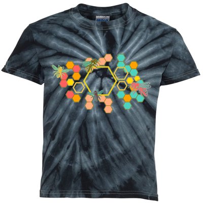 Vintage Bumblebee Hive Pattern Kids Tie-Dye T-Shirt