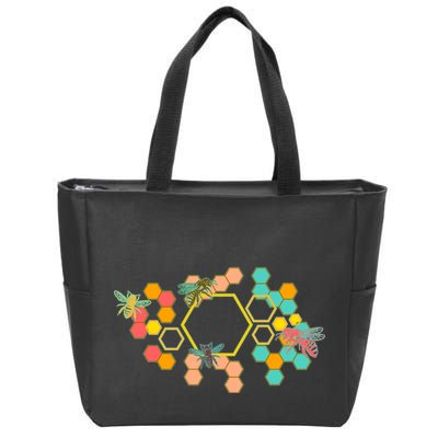 Vintage Bumblebee Hive Pattern Zip Tote Bag