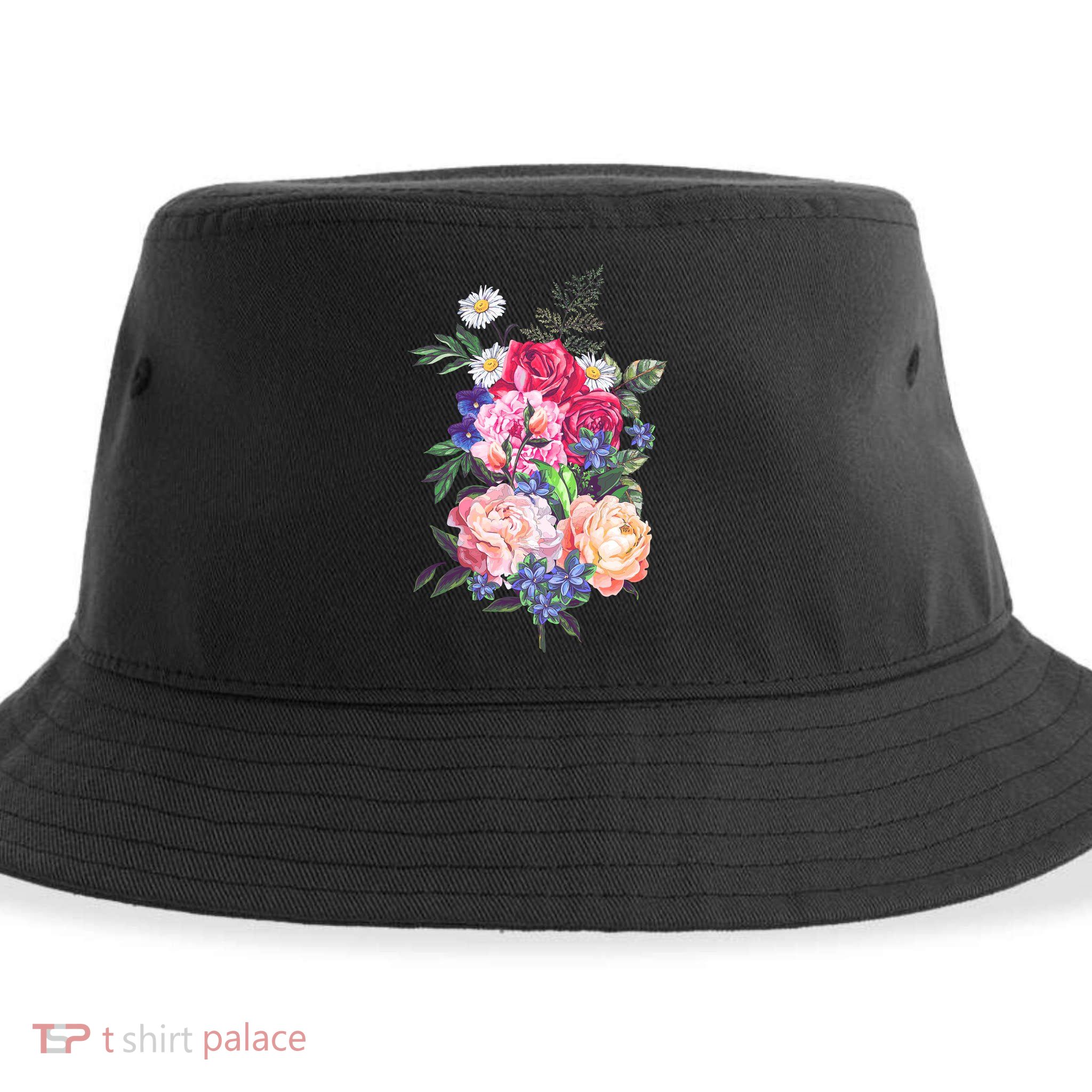 Vintage Bunch Bouquet of Flowers Sustainable Bucket Hat