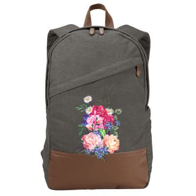 Vintage Bunch Bouquet of Flowers Cotton Canvas Backpack