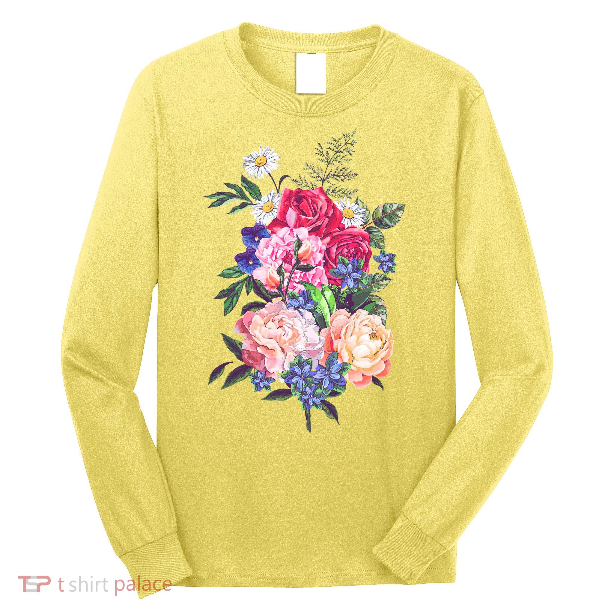 Vintage Bunch Bouquet of Flowers Long Sleeve Shirt