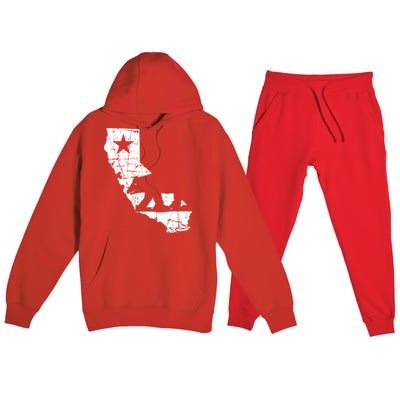 Vintage California Republic State Bear Premium Hooded Sweatsuit Set