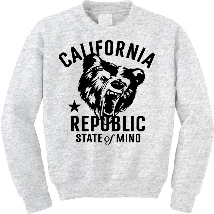 Vintage California Republic State Of Mind Kids Sweatshirt