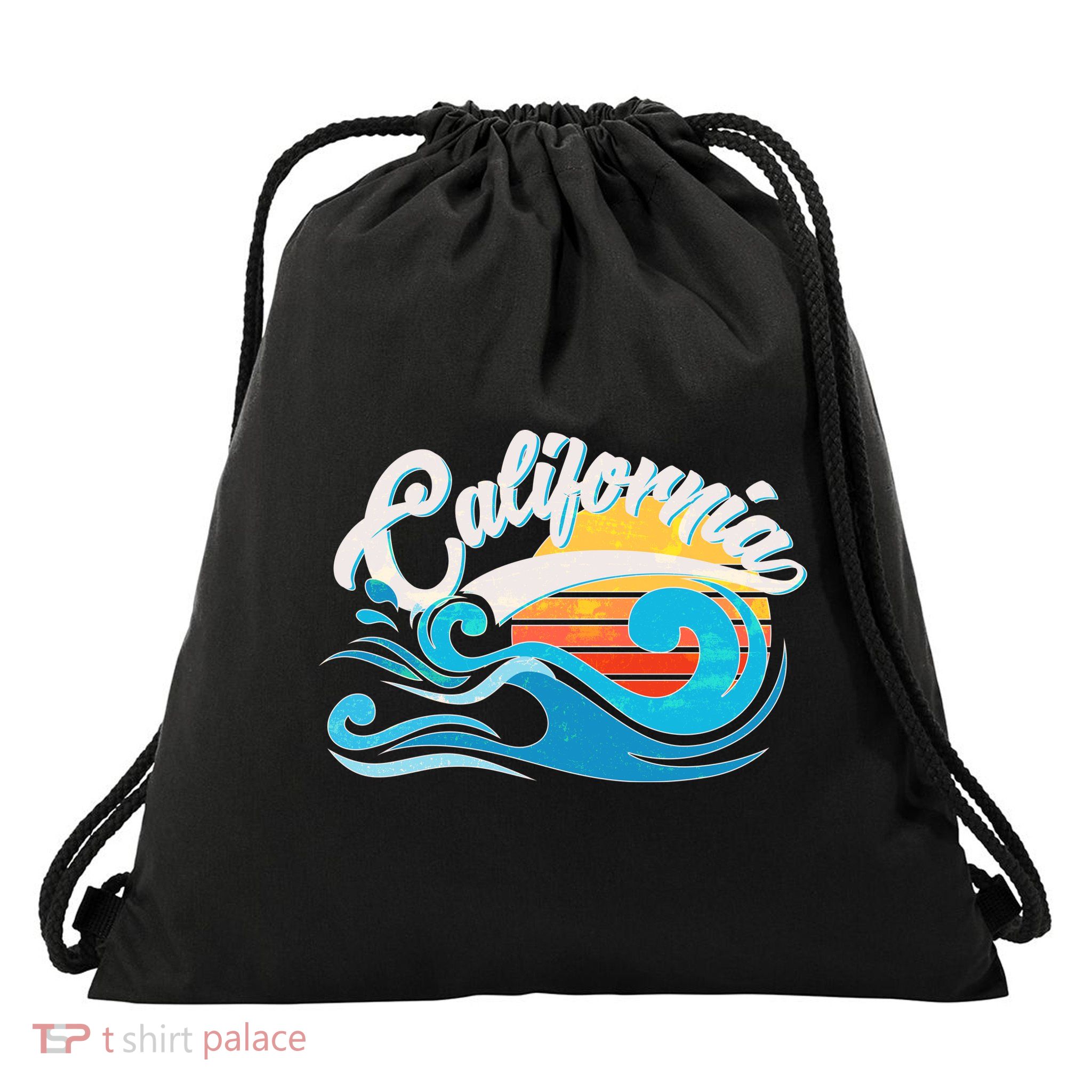 Vintage California Wave Logo Drawstring Bag
