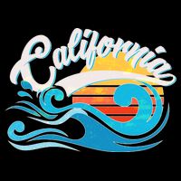 Vintage California Wave Logo Flatbill Hat