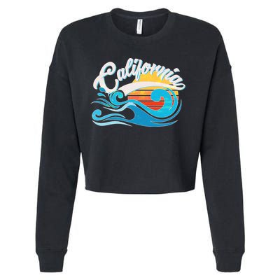Vintage California Wave Logo Cropped Pullover Crew