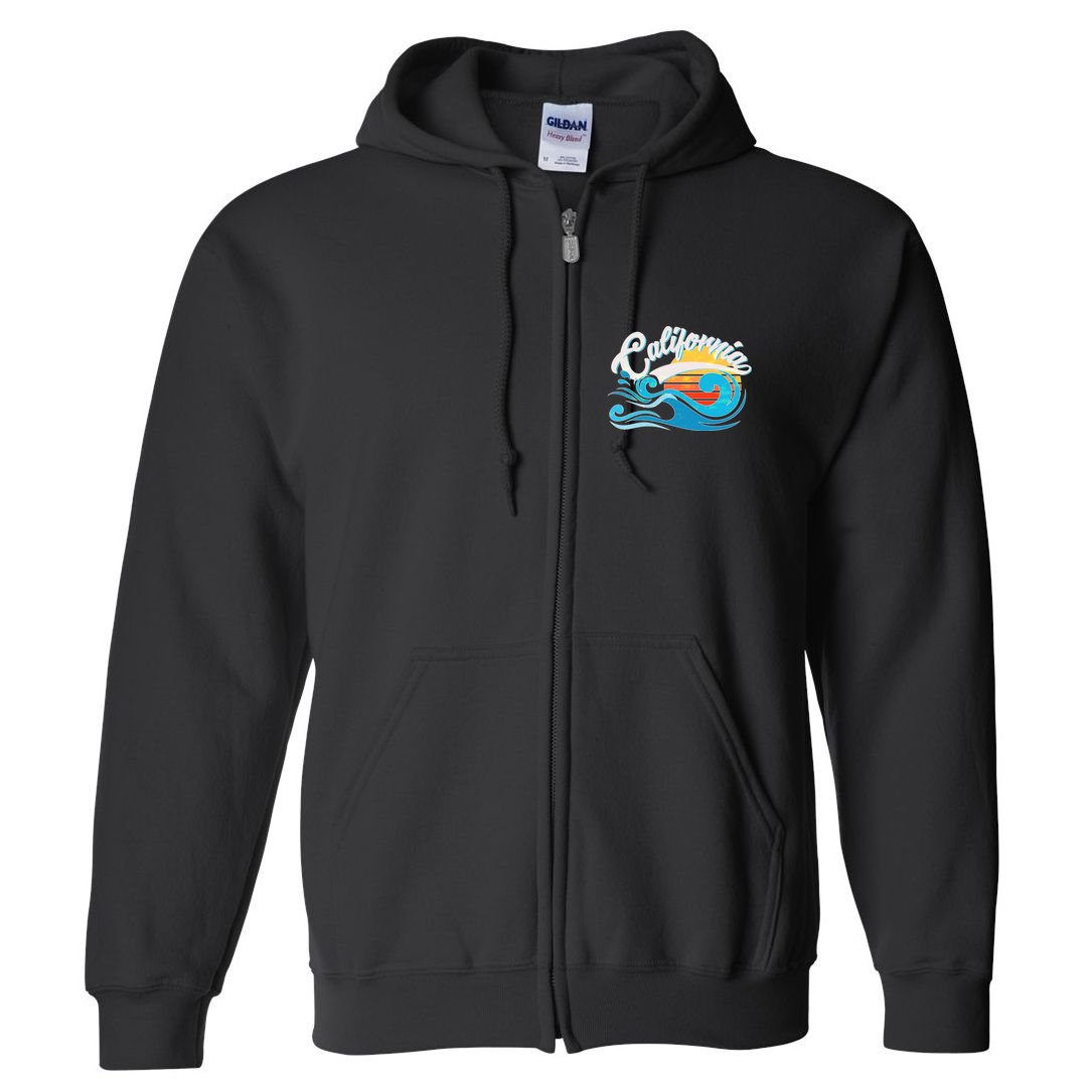 Vintage California Wave Logo Full Zip Hoodie
