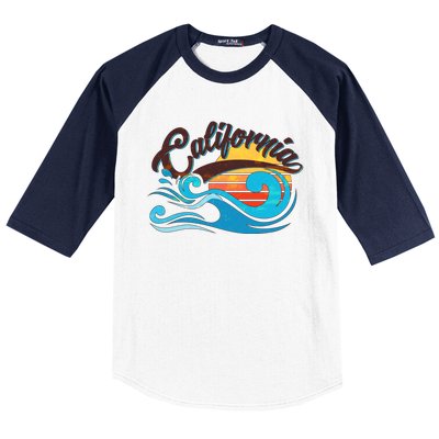 Vintage California Wave Logo Baseball Sleeve Shirt