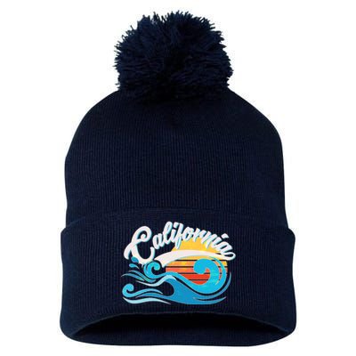 Vintage California Wave Logo Pom Pom 12in Knit Beanie