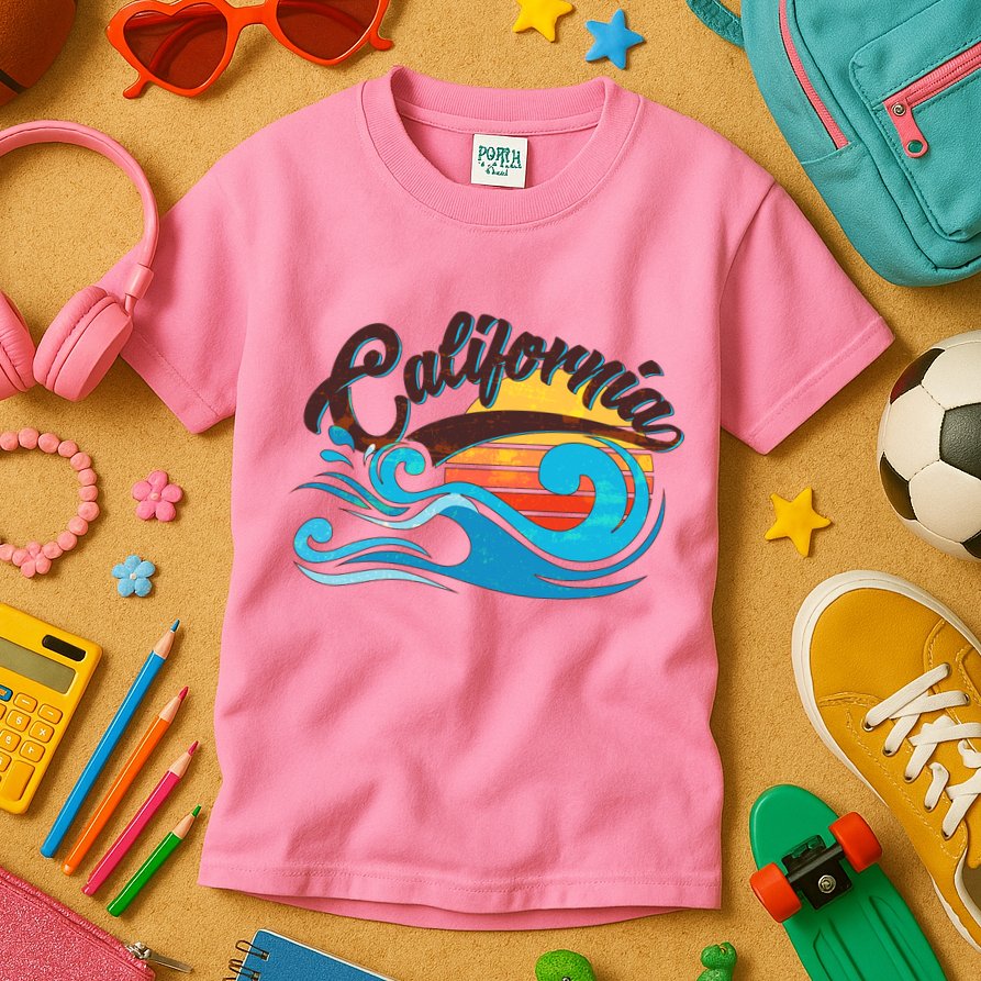 Vintage California Wave Logo Kids T-Shirt